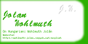 jolan wohlmuth business card
